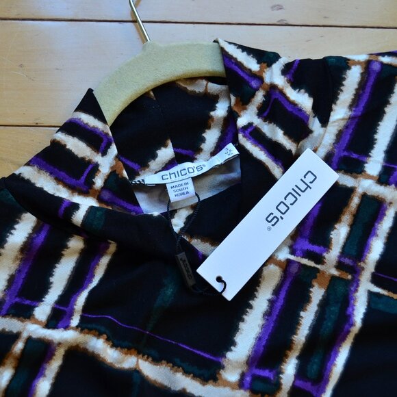 Chico's Chicos Plaid Mock Neck Layering Tee Size 3 XL NWT - Picture 9 of 13